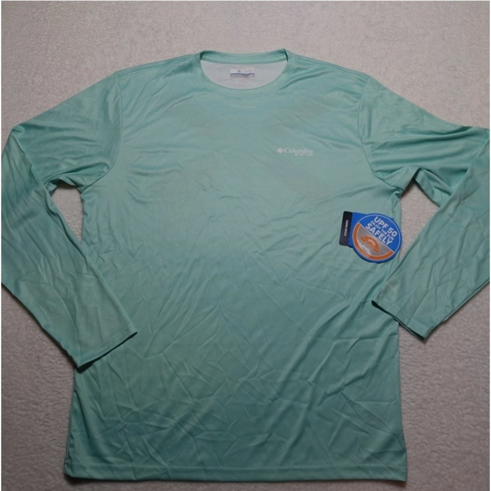 Columbia Terminal Tackle PFG Fish Flag Mens Large Blue Florida Long Sleeve Shirt